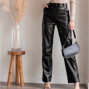 NWT 4th & Reckless Kayden Black Vegan Leather Trouser Pants